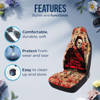 GENANY White Horror Mask Car Seat Covers, 2-Piece Front Seat Set | 2-piece polyester front seat cover set, each 49.5 x 19.6 inches, with adjustable straps and hooks - Image 5