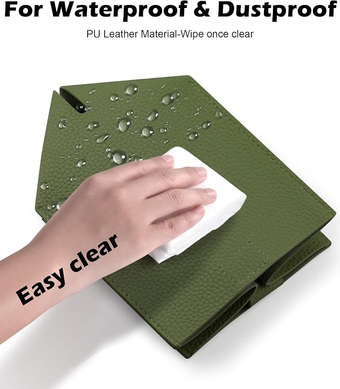 Tissue Box Cover for PU Leather, Modern Simple Solid Color Holder Square Tissue Bag, Ideal for Bathrooms,Office,Car,Nightstand,Outdoor Tent,Dining Table,5"X5"X5", Single Green - Image 6