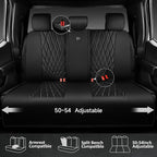 CAR PASS Luxury Faux Leather Rear Bench Car Seat Covers, Waterproof Anti Slip Back Seat Covers, Deluxe Automotive Backseat Cover Universal Fit for Most Cars Sedan SUV Pickup Truck (All Black) - Image 3