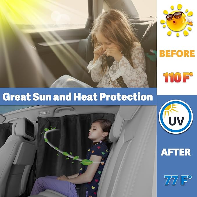 XCBYT Car Window Shade for Side Window, Sun Protection, 2 Pack | Blocks the sun to provide complete privacy. Ideal for car camping, breastfeeding, or taking naps during lunch breaks - Image 2