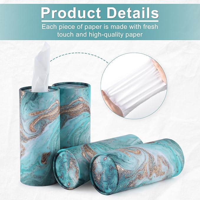 SINGARO Car Tissue Holder, 4 Pack Car Cup Holder Facial Tissues with Travel Tissue Bag, Quick and Convenient Flower Combination Car Tissue Box(4 Canisters/200 Tissues) Green - Image 3