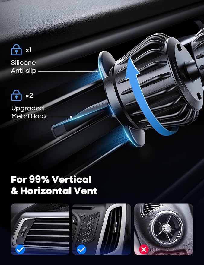 Lamicall for MagSafe Car Mount Vent 20 Super Magnets Accessories for iPhone | Magnetic Phone Holders for Your Car HandsFree Car Phone Holder Mount Air for Women Men Gift fit iPhone 17 16 15 Pro Max Blue - Image 2