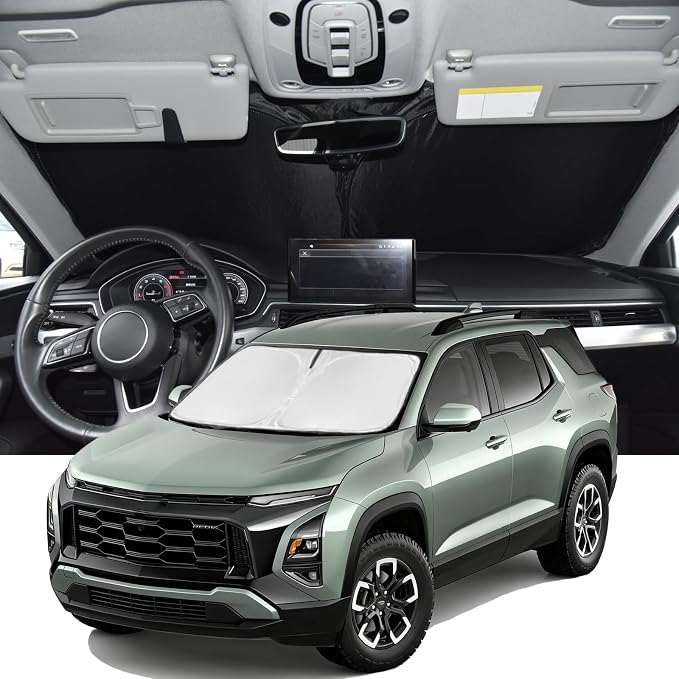 Windshield Sunshade for Chevy Equinox 2025 2026 Sun Shade 4 Layers | Car Windshield Upgrade Custom Fit Equinox Car Window Shade Front Windshield Blocks UV Rays Keep Cool Foldable Car Accessories by ZOIBVCARSUNSHADE