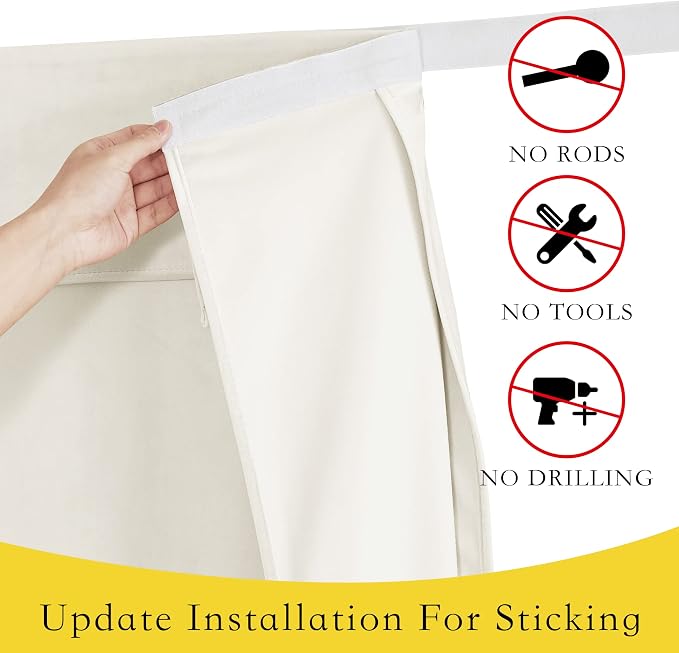 NICETOWN Ivory White Room Darkening Tricia Velvet Curtain for French Door, Noise Control with Sticky Tieback Blind Thermal Insulated Rod Pocket Window Shade, Single Door Panel,26" W x 69" L - Image 3