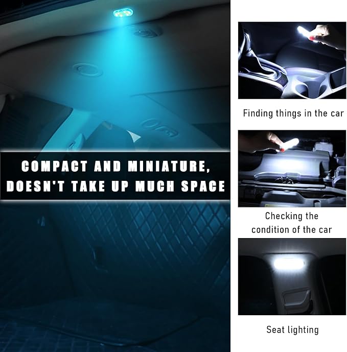 KVAEY 4 PCS Car LED Lights Interior Wireless, 7 Colors Magnetic Auto Ambient Light with 6 Bright LED Lamp Beads, Portable USB Rechargeable Vehicle Interior Led Night Light (Colorful, Sticky, 4pcs) - Image 4