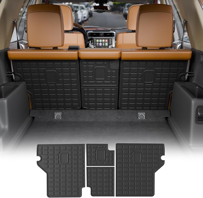 2nd Row Back Seat Cover for 2010-2024 Toyota 4 Runner 5 Seat | Fit W/O&with Sliding Tray, 2nd Row Seat Protector Kick Mat Backrest Mats Cargo Mat TPE All Weather 2023 4Runner Accessories by Maszupir