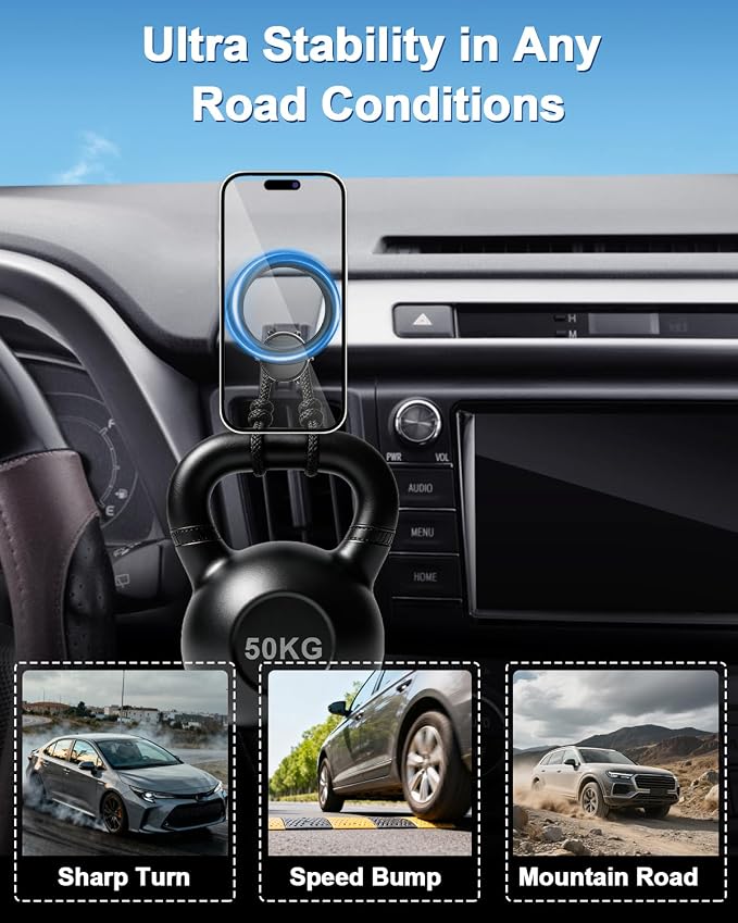 PZK Magnetic Car Phone Holder for Toyota RAV4 2013-2018 Accessories Vent | Strong Magsafe RAV4 Car Phone Mount Fixed Clip Hands Free 360° Rotation Phone Cradles Fit for All 4.0-7.0'' Smartphones - Image 7