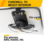 Sunglass Holder for Car Visor, Magnet Adsorbed Sunglasses Holder for Car Accessories Parts, Leather Car Sunglass Holder, Car Visor Sunglasses Clip for Glasses Cards (2PCS, Black) - Image 2