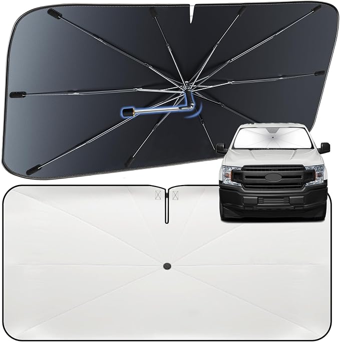 Windshield Sun Shade Umbrella for Ford F150 2015-2020 Front Window Shield | Heat-Reflective Window Shade, Umbrella Sunshade Cover Blocks Heat, Protects Interior, Vehicle-Specific Precision Fit by Fshaanys