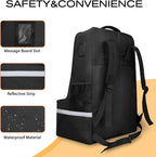 LARIPOP Car Seat Travel Bag for Airplane, Universal Gate Check Car Seat Bag, Padded Backpack with Waist Belt, Reflective Strips & Protective Feet, Fits Infant Convertible Booster Seats, Black - Image 3