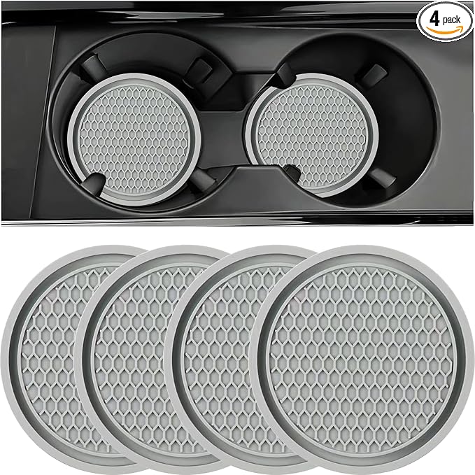 ZSDY Car Cup Coaster, 4PCS Universal Auto Non-Slip Cup Holder Embedded in Ornaments Coaster, Car Interior Accessories Sets, Grey by ZSDY