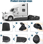 2 Pcs Side Window Sun Shade for International LT MV 18-26 | Fits Lonestar Semi Truck Day Cab & Sleeper, 6-Layer 210T Reflective Heat Blocker, Blackout Privacy Cover, Foldable - Image 8