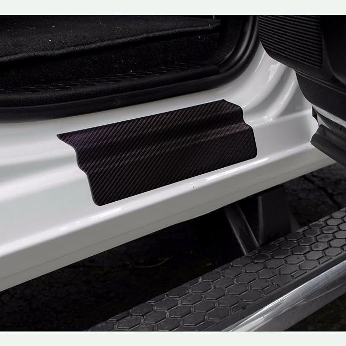 4 Pcs Carbon Fiber Car Door Sill Scuff Plate Auto Door Entry Guard Scratch Shield for GMC Sierra 2500HD Chevrolet Silverado 2500HD Auto Accessories (No Mark, 2500HD) - Image 2