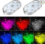 2 PCS Car Led Lights Interior,7 Colors Ambient Lighting Car Interior,USB Rechargeable Car Interior Reading Light,Portable Led Lights for Car by Zosppei