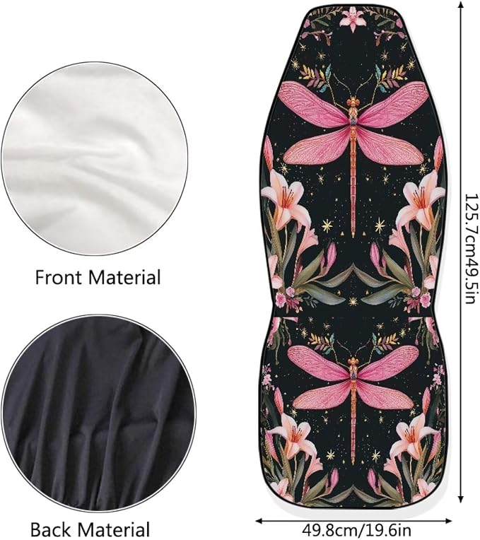 Dragonfly Floral Print Car Seat Covers Washable Seat Protector for Women Men Automotive Vehicle Seat Covers Car Interior Accessories for Cars, Sedans, Trucks, SUVs Universal - Image 7