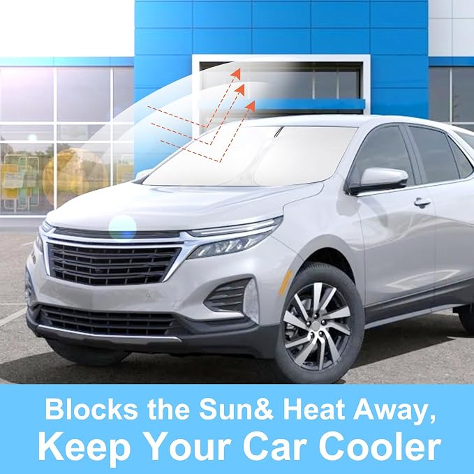 Front Windshield Sun Shade Foldable Car Front Window Sun Shade Windshield Shade Custom Fit for 2018-2026 Che-vrolet Equinox Block UV Rays Accessories Heat Keep Cooler - Image 7