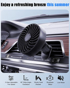 USB Car Vent Fan, 3-Speed Quiet Brushless Hook Mount Air Circulator | 5V 360°rotatable clip-on fans,mini soft airflow for driver, fits car/truck/SUV/Van/RV, plug in auto fan non-rechargeable - Image 9