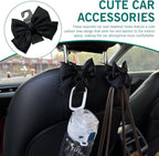 2PCS Car Seat Headrest Hooks, Car Purse Hook for Car, Cute Bow Car Rear Seat Storage Hooks, Interior Decorating Accessories for Purses, Bags, Umbrellas (Black) - Image 7