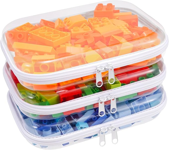 Clear Hard Shell Zipper Case,3PCS Transparent Clear Zipper Pouches,Hard Side Plastic Case Set,Portable Travel Storage Organizer Bins by honitty