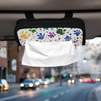 Car Tissue Holder Car Napkin Holder Car Tissue Box Dispenser Storage Case Sun Visor Mask Holder with Adjustable Straps Reusable Refillable Paw Prints and Stars - Image 6