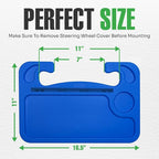 lebogner Steering Wheel Tray, Car Food Trays for Eating with iPad Tablet Slot, Multipurpose Double-Sided Hook On Travel Auto Steering Wheel Desk Table for Laptop & Notebook with Cup Holder, Dark Blue - Image 7