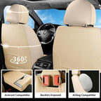 Car Seat Covers for GMC Acadia 2007-2026, Front Pair, Beige | Luxury Full Coverage Leather Seat Protectors, Waterproof Breathable, Non-Slip, Easy to Install, Airbag Compatible, All-Season - Image 4