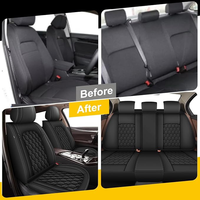 Car Seat Covers for Acura Integra 2023-2026 2027 Full Set Faux Leather | Waterproof Breathable Scratch Resistant 360° Wrap Airbag Compatible Easy Clean (5 Seats,Black) - Image 5