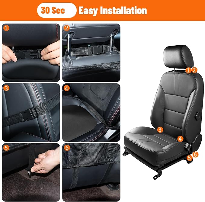 2 Pack Car Backseat Organizer with Foldable Table Tray, 16 Storage Zones Kick Mats Protector Tablet Holder for Family Travel (Black) - Image 6