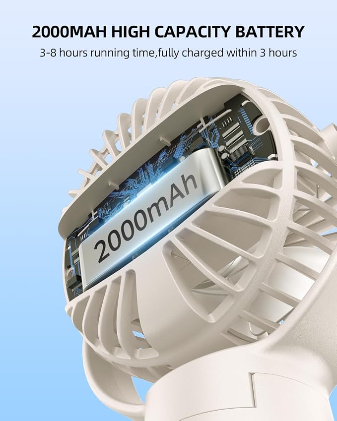 KIDEE Portable Stroller Fan, Mini Baby Fans Battery Operated, LED Display with 3 Speeds, Small Clip on Fan Desk Fans USB Rechargeable, Personal Handheld fans Fan for Travel Outdoor, Children Gifts - Image 8