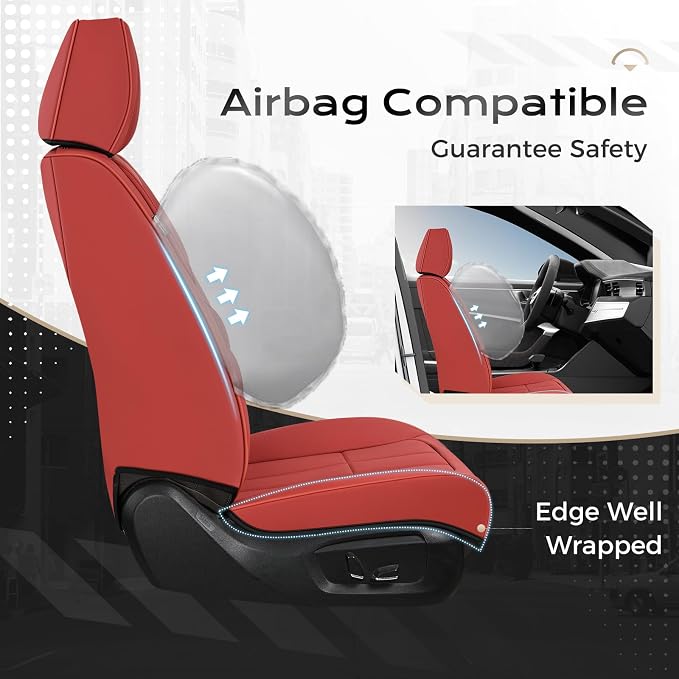 Coverado Nappa Leather Car Seat Covers Front Set, Luxury Waterproof Seat Protectors, Airbag Compatible Anti‑Slip Auto Seat Covers, Universal Fit for Most Cars SUVs Trucks Pickup Vehicles - Image 3