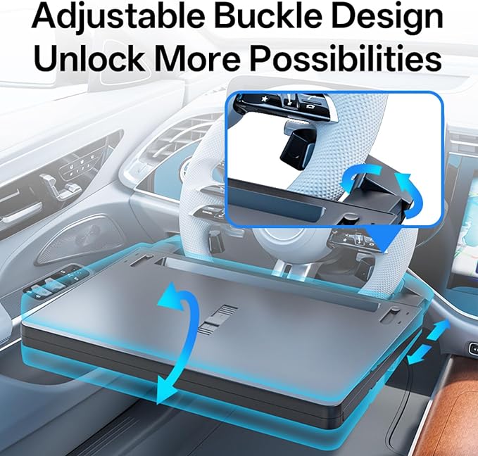Steering Wheel Tray Desk with Expandable Trays, Steering Wheel Table Food Tray for Front Seat Eating Dinning Working, Adjustable Laptop Tray for Car - Image 7