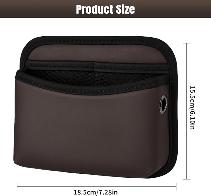 JEYODA Car Seat Side Storage Pocket, Small Organizer,PU Leather Multifunctional Console Side Organizer Bag for Phone, keys, sunglass,wallet,ect (Brown) - Image 2