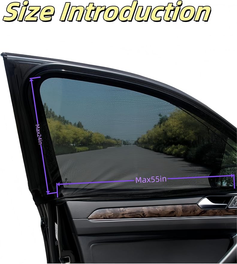 2 Pack Breathable Mesh Car Window Sun Shade Cover, 22.8"*24" | Car Window Screens, UV Protection Sunshade, Mosquito Net Curtain, Protect Privacy for Pets/Family - Image 2