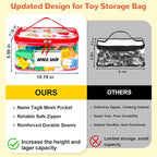 Tesuko 6 Pack Clear Toy Storage Bag with Name Tag& Manual Pocket, Waterproof Transparent PVC Toy Organizer Case for Lego Bricks, Board Games, Building Blocks, Puzzles (Large Capacity, Colorful) - Image 2