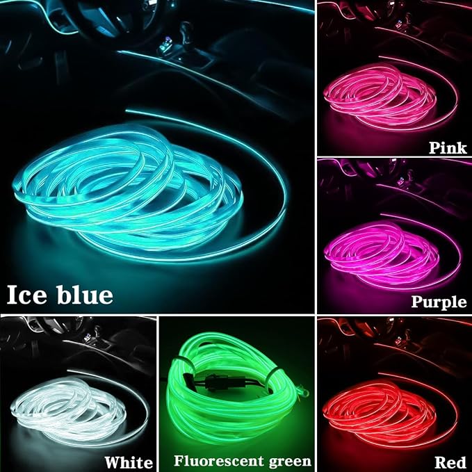 EL Wire Car Interior LED Strips Lights, 16FT 5V USB Auto Neon Light Strip, Electroluminescent Vehicle Interior Ambient Lighting Decor, Universal for RV, SUV, Truck (Fluorescence Green) - Image 6