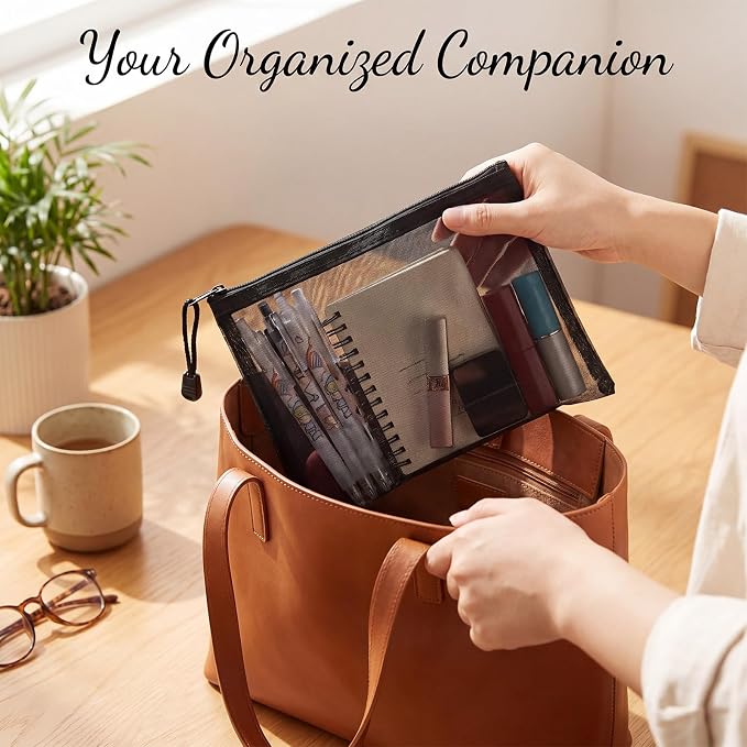 6 Pcs Mesh Zipper Pouch Bags, Small Travel Toiletries Makeup Cosmetic Organizer Bag, Zippered Pouches Insert for Purse Backpack Luggage Organizer - Image 3