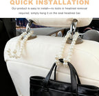 2PCS Elegant Pearl Car Seat Headrest Hook, Cute Pearl Car Seat Back Hook Storage Organizer, Exquisite Headrest Hanger Purse Holder Interior Decoration for Women Girls - Image 6