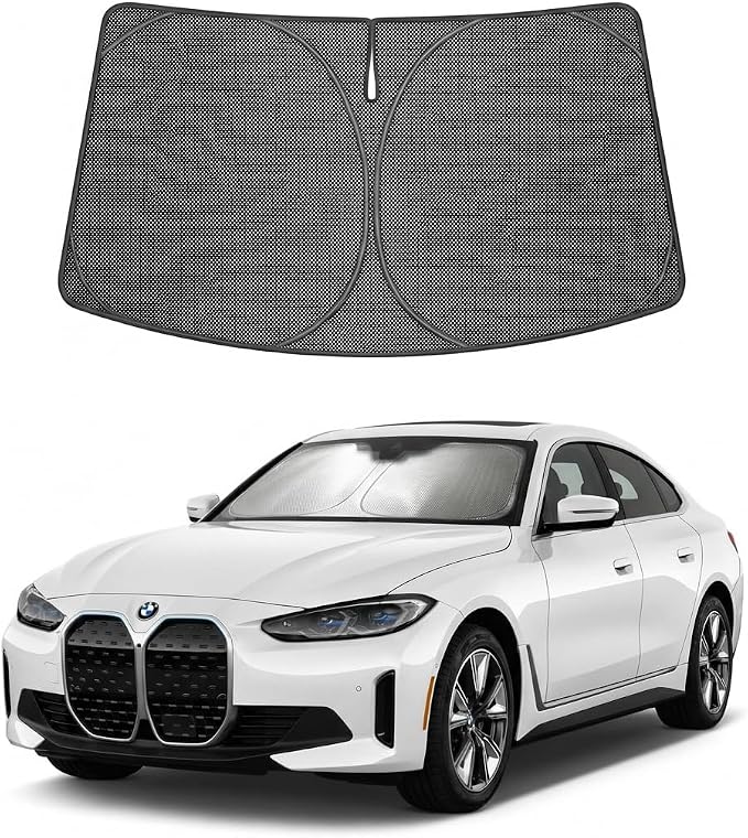 Proadsy Custom Fit 2022-2026 BMW i4 Windshield Sun Shade, Blocks Heat | Ice Crystal Micro-Refraction Blocks 99% UV, Drops Cabin Temp 54°F. Foldable Full Coverage for Summer Parking/Camping Privacy by Proadsy
