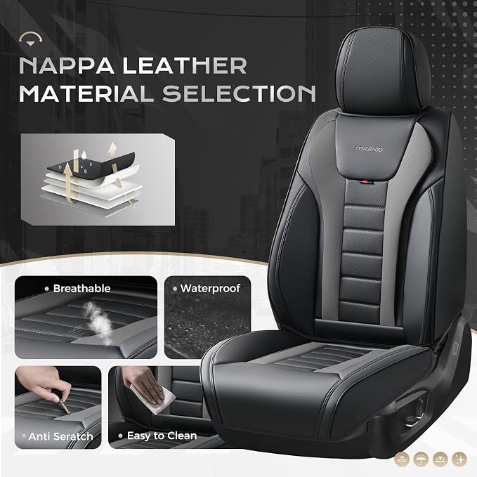 Coverado Car Seat Covers, Front Covers for Cars, Car Seat Cover Front Seats, Automotive Seat Cover, Waterproof, Leather Car Seat Cushion, Universal Interior Covers Seat Protectors for Most Cars - Image 2