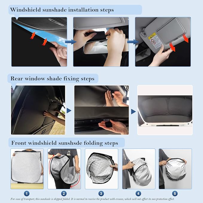 KMF 8pcs Sun Shades for Jeep Cherokee SUV 2014-2023 Accessories (NOT Grand Cherokee),Thicken Full Car Window Covers for Windshield Side Rear, UV Block and Privacy Blackout for Camping - Image 8