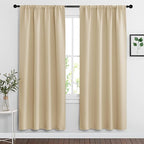 RYB HOME Extra Wide Curtains for Bedroom Living Dining Room 72 inches Long | Thermal Insulated,Privacy,Drapes for Large Window,Triple-weave Fabric,For Better Sleep,W62 x L72,Biscotti Beige,2 Panels by RYBHOME