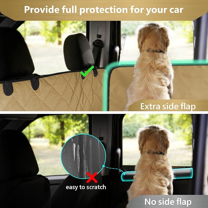 F-color SUV Cargo Liner for Dogs - Trunk Cover with Bumper Flap Protector | Waterproof Pet Cargo Cover with Side Flaps, Non-Slip Trunk Mat, Rear Dog Car Seat Cover Prevents Scratches Pet Hair Mud Dirt - Image 5