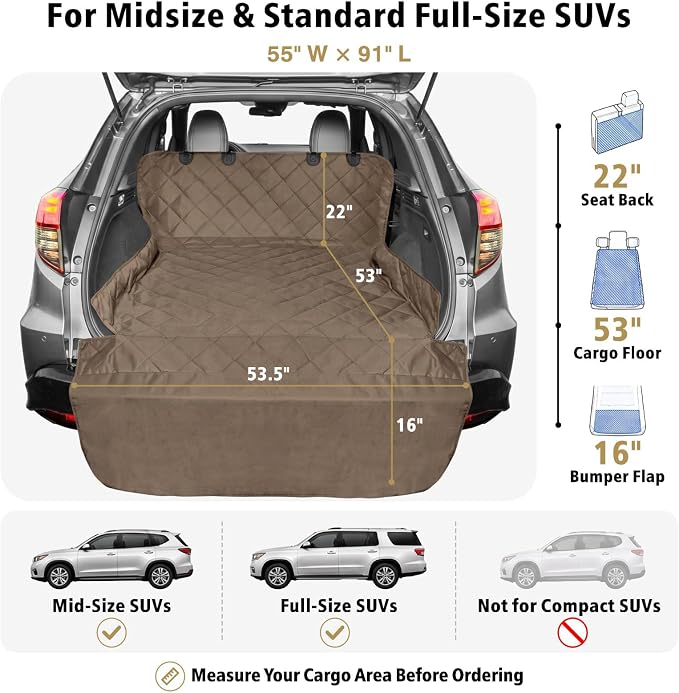 SUV Cargo Liner for Dogs - Water Resistant Trunk Cover for Midsize SUVs | Pet Cargo Cover with Bumper Flap Protector, Non-Slip Car Trunk Mat, Dog Car Seat Cover Prevents Scratches Pet Hair Mud Dirt - Image 2