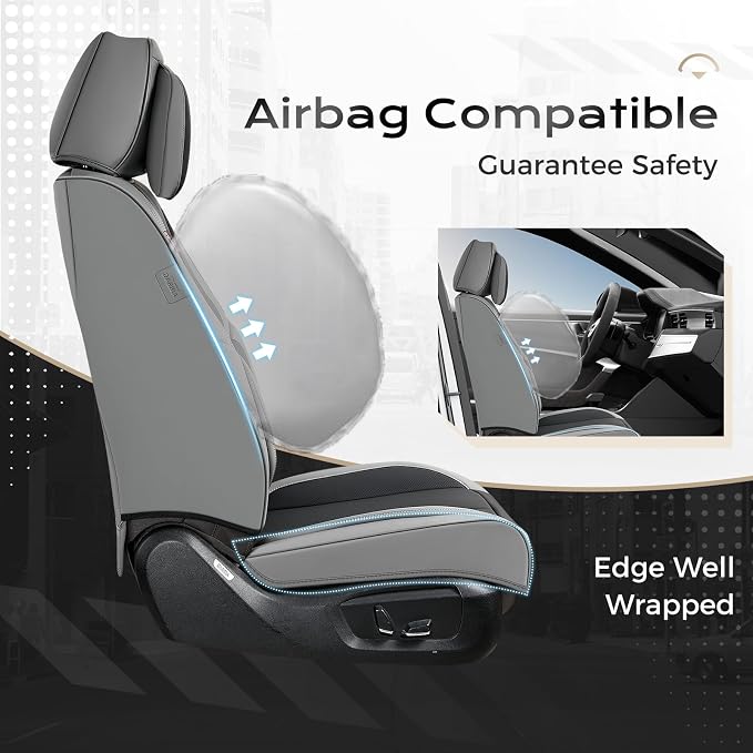 Coverado Car Seat Covers, Seat Covers for Cars, Waterproof Leather Auto Seat Protectors, Leather Car Seat Cushion, Car Interiors Accessories Universal Fit for Most Cars - Image 5