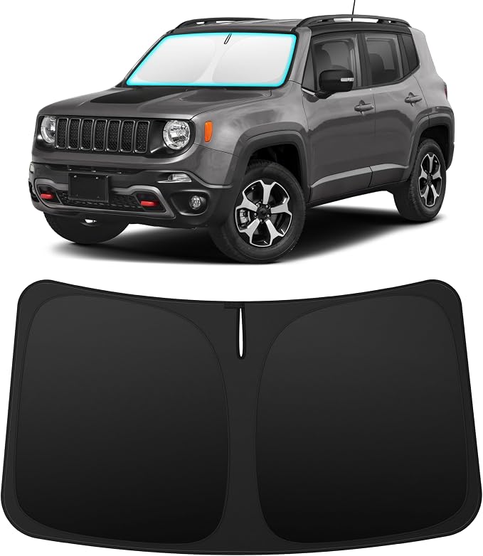 INSAUTO Custom Fit Windshield Sun Shade for Jeep Renegade 2015-2024 | Foldable Front Window Sunshade Car Accessories, UV & Heat Reflector, Keeps Interior Cool, Includes Storage Bag by INSAUTO