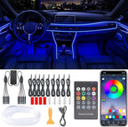 Interior Car LED Strip Lights, 9 in 1 RGB Wireless Ambient Lighting Kit | APP/Remote/Button Control, USB 12V, 16 Million Colors & 29 Modes, Inside Car Lighting Accessories by QVEVDACAR