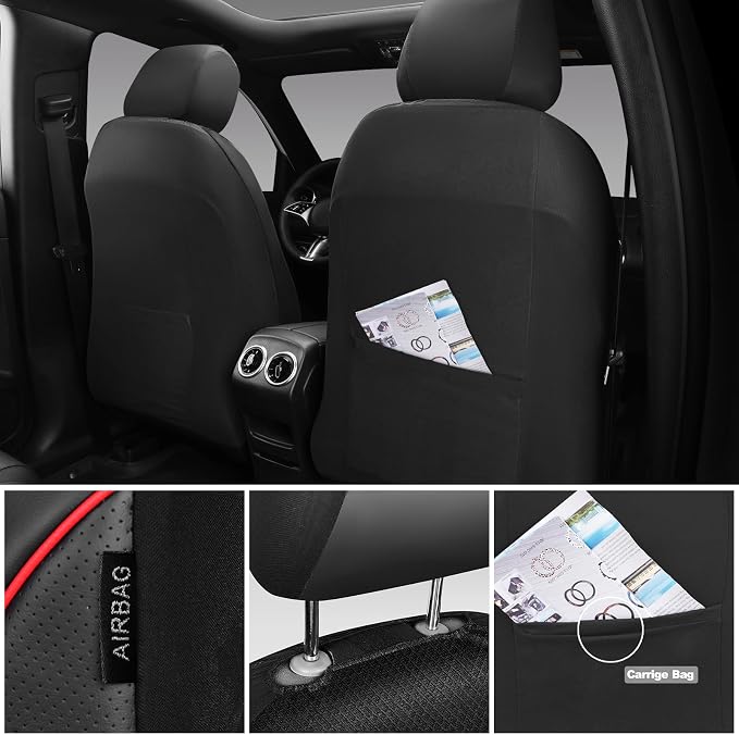 CAR PASS Comfortable 3D Foam Mesh Leather Car Seat Covers Front, Air Cool Mesh Breathable Front Seat Covers for Car, Universal Fit for SUV Truck Sedan Automotive, Airbag Compatible,Black Red - Image 5