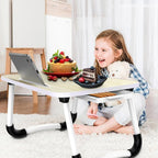 Fayquaze Portable Foldable Laptop Bed Desk with Storage Drawer and Cup Holder - Lap Desk Laptop Stand Tray Table for Eating, Reading and Working - Image 4