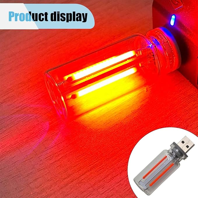 USB LED Atmosphere Light - Plug-in USB Ambient Retro Lamps, Mini LED Car Interface Charging Night Light for Hallway, Bedroom (Red) - Image 6