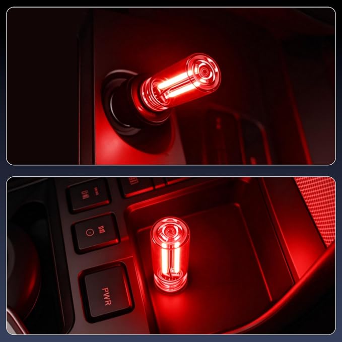 iFunyLED Car Interior USB LED Night Light, Portable Touch dimmable Car Ambient Lighting Kit, Retro Mini Transparent Glass Bottle Lamp Decorations for Vehicle Camping Bedroom Hallway, Pack of 2(Red) - Image 5